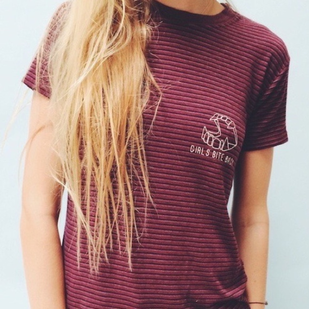 Brandy Melville Girls Bite Back Striped Tee